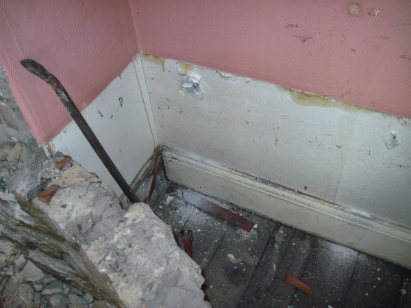 wall being demolished